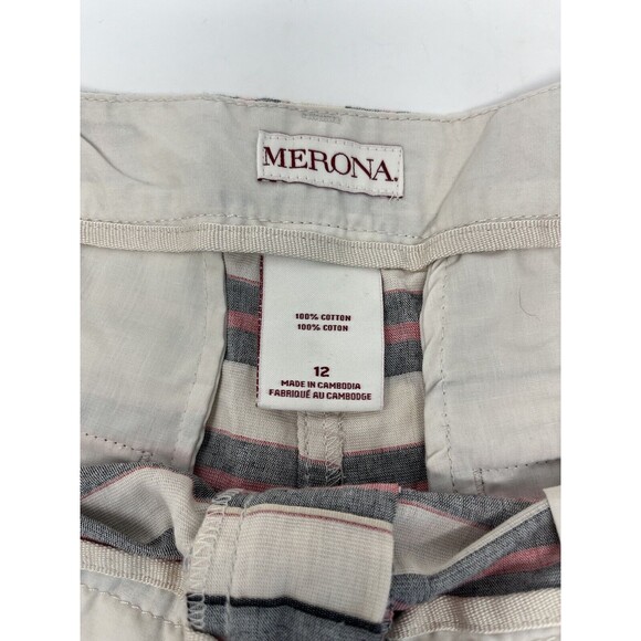 Women's Merona Short Shorts Striped Size 12 NWT Chino - Picture 4 of 6